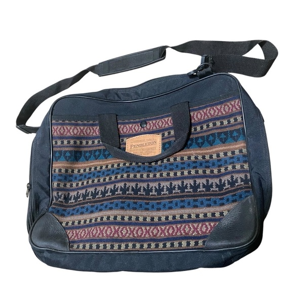 Pendleton Aztec Messenger Bag Wool Blend Laptop Bag Navy Black - Picture 1 of 11